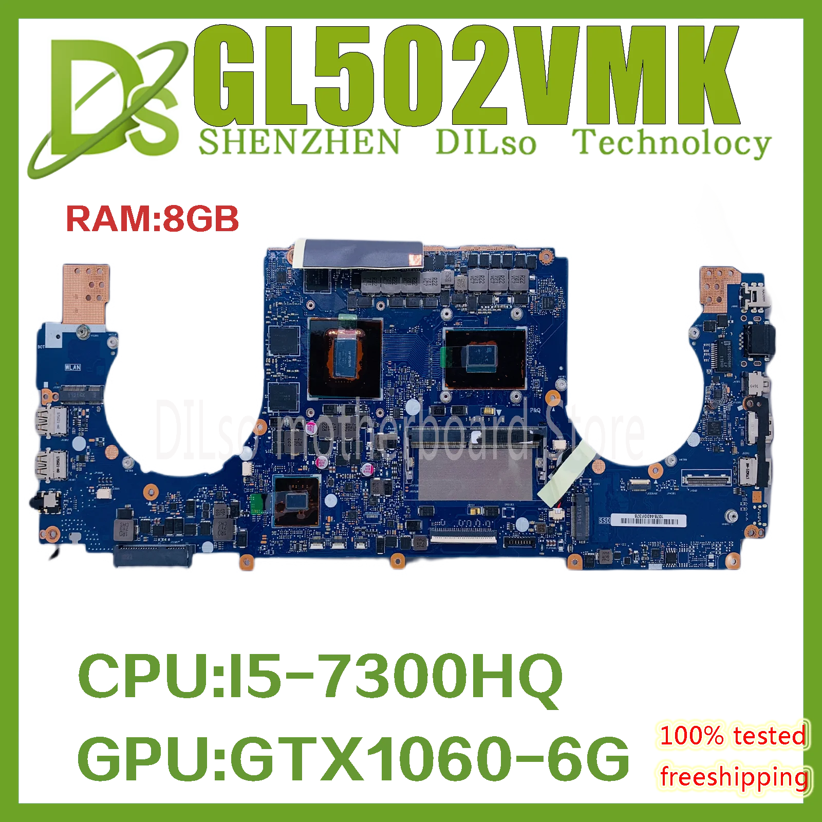 

Оригинальная материнская плата GL502VM подходит для ASUS GL502 GL502VMZ GL502VMK материнская плата для ноутбука с I5-7300HQ 8G RAM GTX1060-6GB