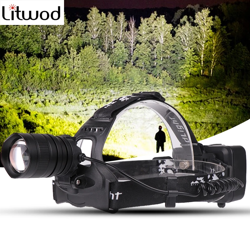 Litwod Z40 Новый XLamp XHP70 светодиодный налобный фонарь мощная фара зум объектив 18650