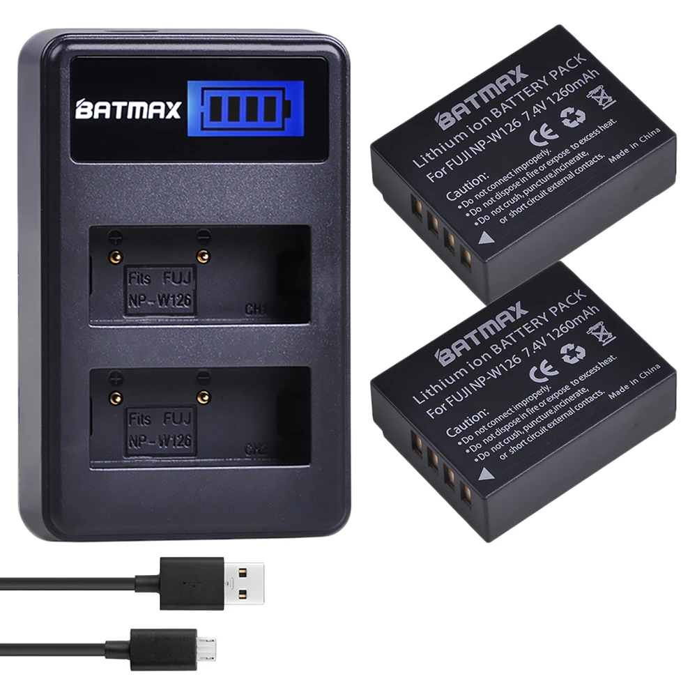 2Pcs set 2 шт. 1260 мАч NP-W126 NP W126 NPW126 батареи+ ЖК двойное зарядное устройство для Fujifilm Fuji X-Pro1 XPro1 X-T1 XT1, HS30EXR HS33EXR X PRO1 - Цвет: 2Pcs set