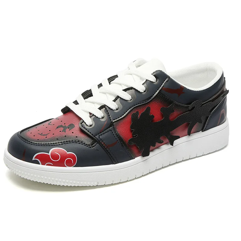 

New Hokage Ninja Uchiha Itachi Akatsuki Red Cloud Symbol Sharingan Cosplay Shoe Teens Street Sports PU Sneakers Drawstring Shoes