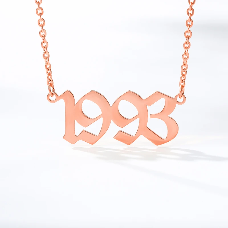 Birth Year Necklace For Women 1993 1997 1998 2020 Digital Number Pendant Necklaces Jewelry Stainless Steel Chain Birthday Gifts images - 6