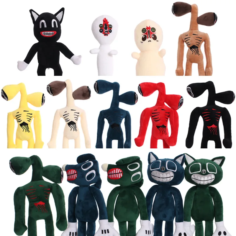 

28-40cm Anime Siren Head Plush Toy Scary Sirenhead Black Cat Soft Stuffed Peluches Animal Toys for Kids Birthday Christmas Gifts