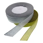 Атласные ленты с блестками, золотистыесеребристые, 58 дюйма, 25 ярдов