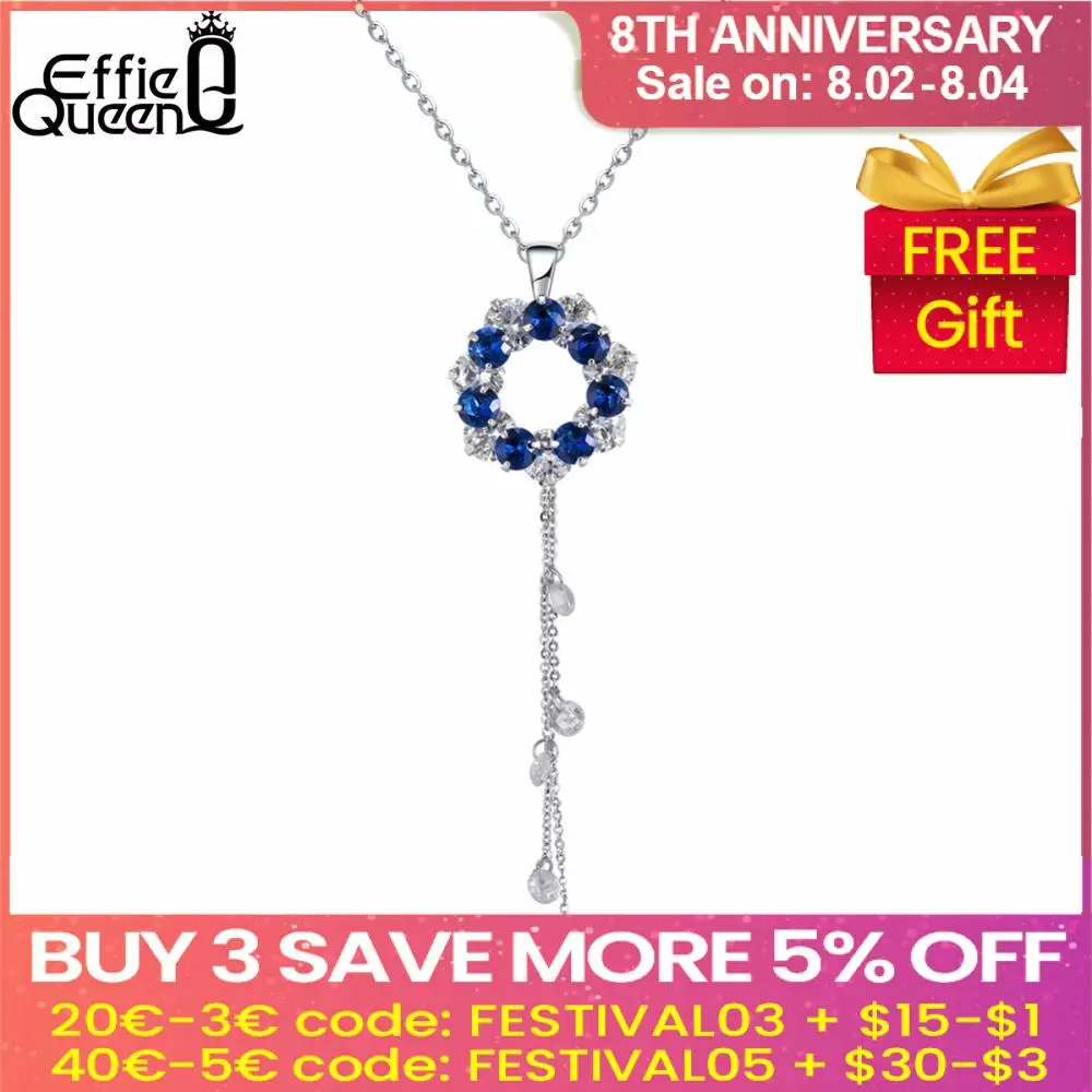 Effie Queen Серебряный Цвет длинное ожерелье смесь цветов Cubic Zirconia кулон для женщин