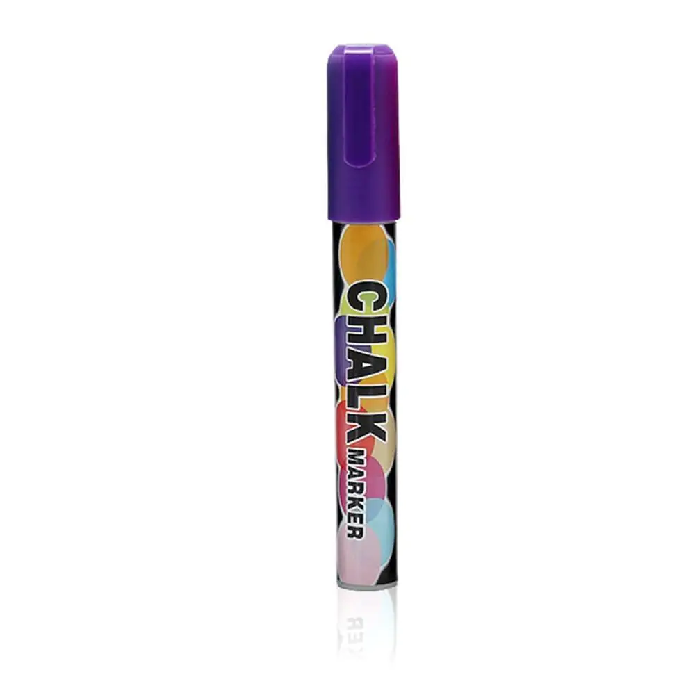 Purple 1 шт. 8 цветов цветной двойной Nib Жидкий Мел хайлайтер флуоресцентный неоновый маркер для школьной живописи - Цвет: Purple