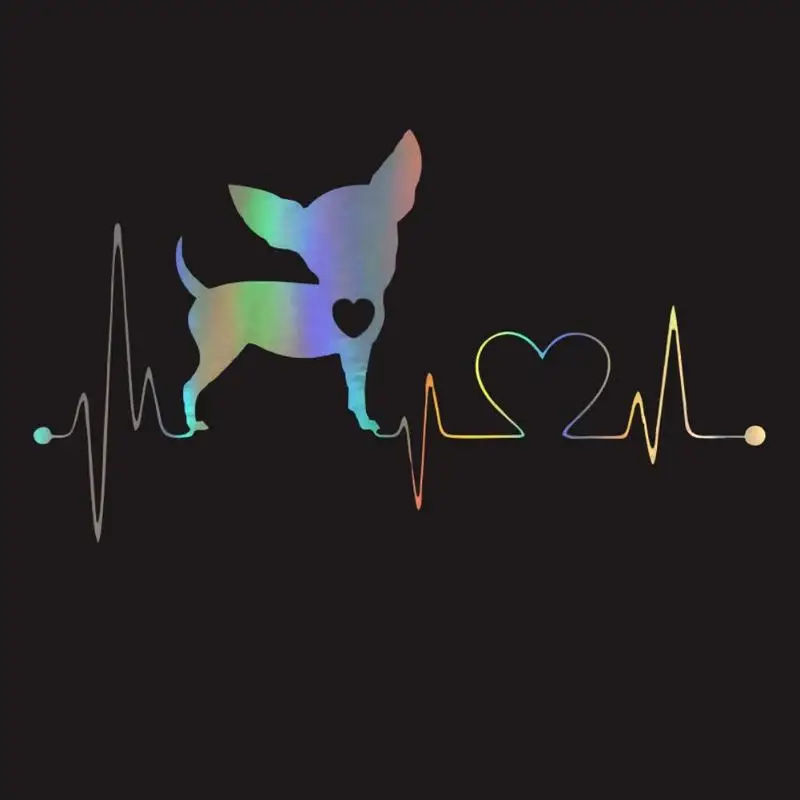 Лазерная линия сердцебиения Чихуахуа забавная наклейка для автомобилей