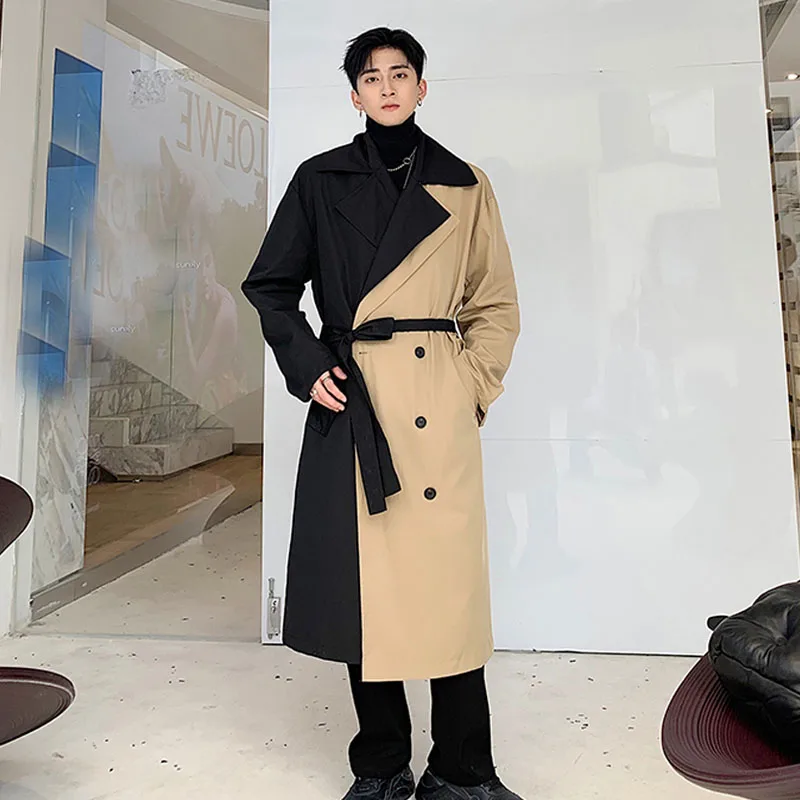 Мужская двубортная свободная деловая Повседневная Длинная ветровка винтажный