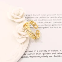 chereda dainty irregular sparkling zircon open rings gold plated adjustable ring for women unique beauty ring wedding band