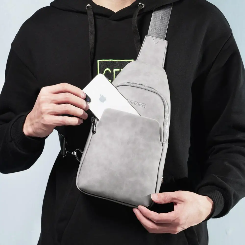 Мужская кожаная мужская нагрудная сумка Повседневная функциональная модная на