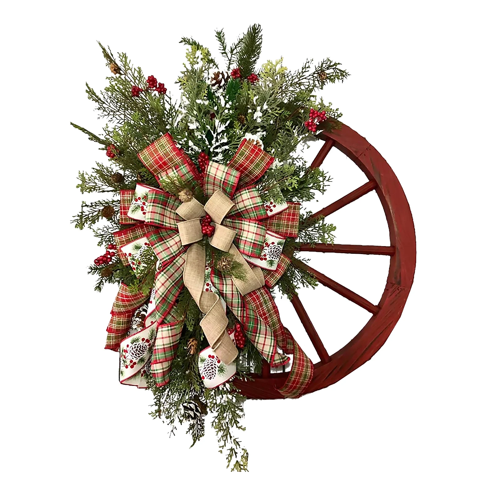 

Рождественские Зимние венки, фермерские домики, красный вагон, венок на колесах, винтажные рождественские гирлянды для передней звезды, укр...