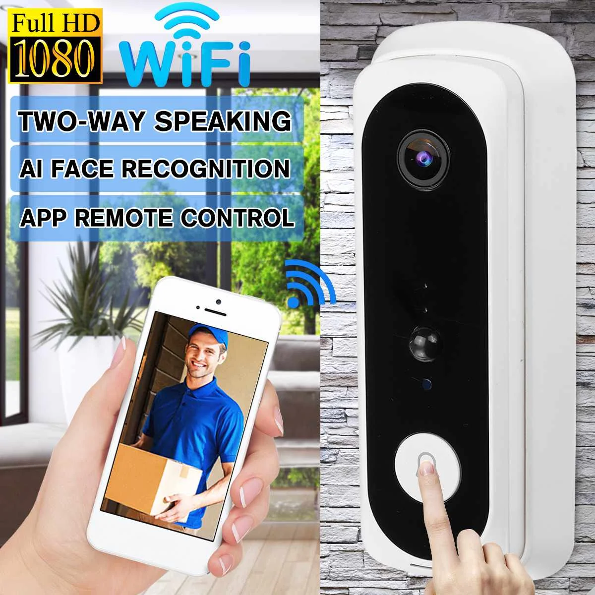 Smart Pir Video Intercom Wifi Video Deurtelefoon Deurbel Wifi Deurbel Camera Voor Appartementen Ir Alarm Draadloze Beveiliging Camera