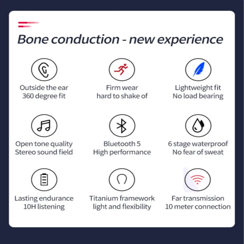 Модные беспроводные Bluetooth наушники костной проводимости удобные универсальные