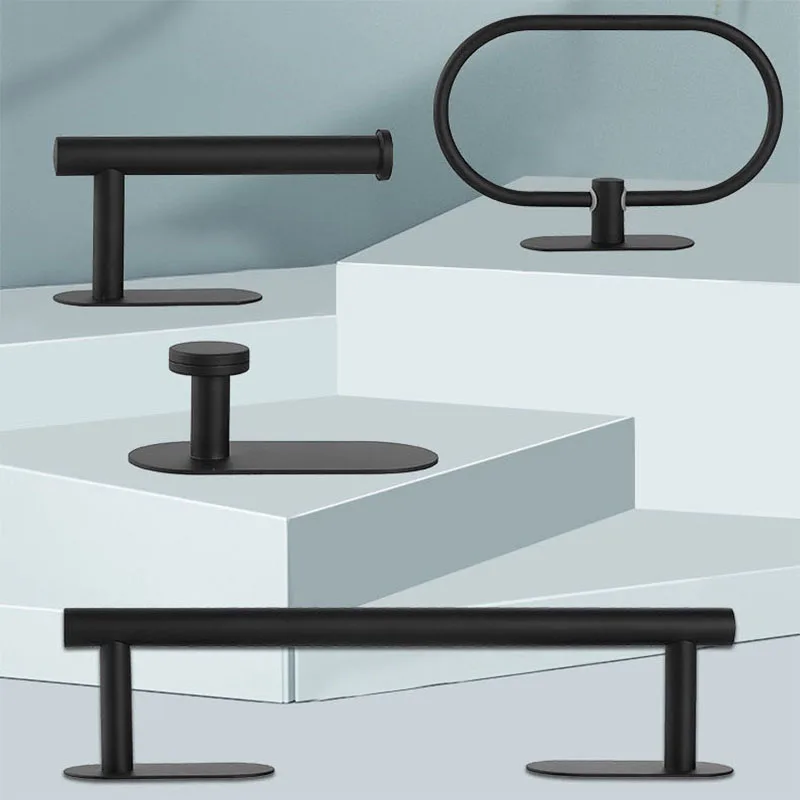 Черные Аксессуары для ванной комнаты без сверления держатель рулона туалетной