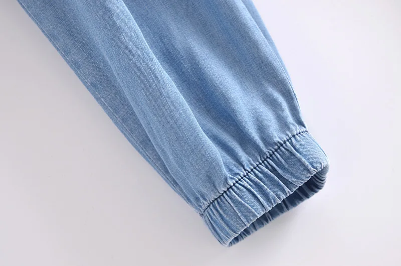 

European and American Women's Spring and Autumn New Elastic Waist Drawstring Tencel Denim Harlan Pants(XS-XXL)