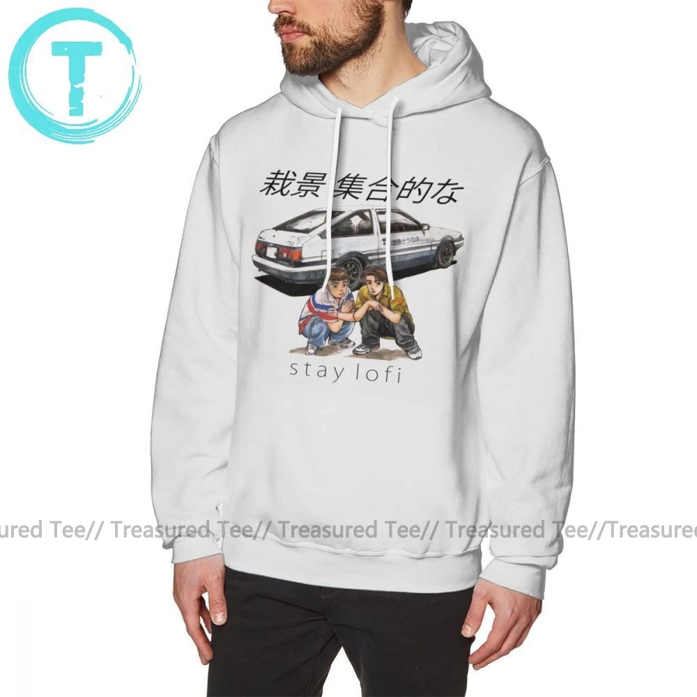 Initial D Толстовка первоначального LoFi толстовки черный пуловер размера XXL толстовка