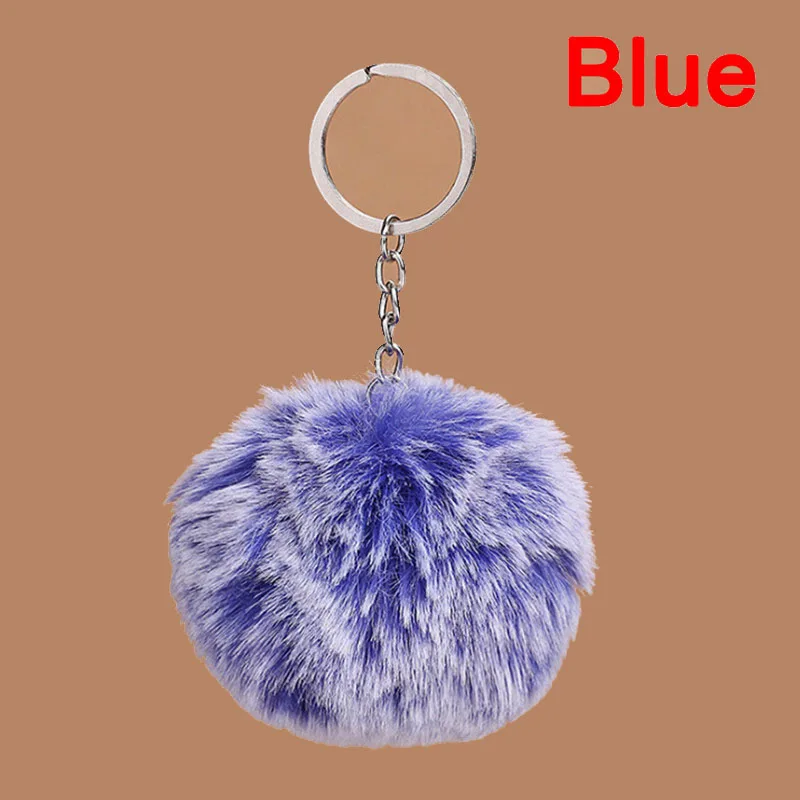 Цепочка для ключей женская помпон 1 мяч 2 цвета 8 см из белого меха 3 дюйма |