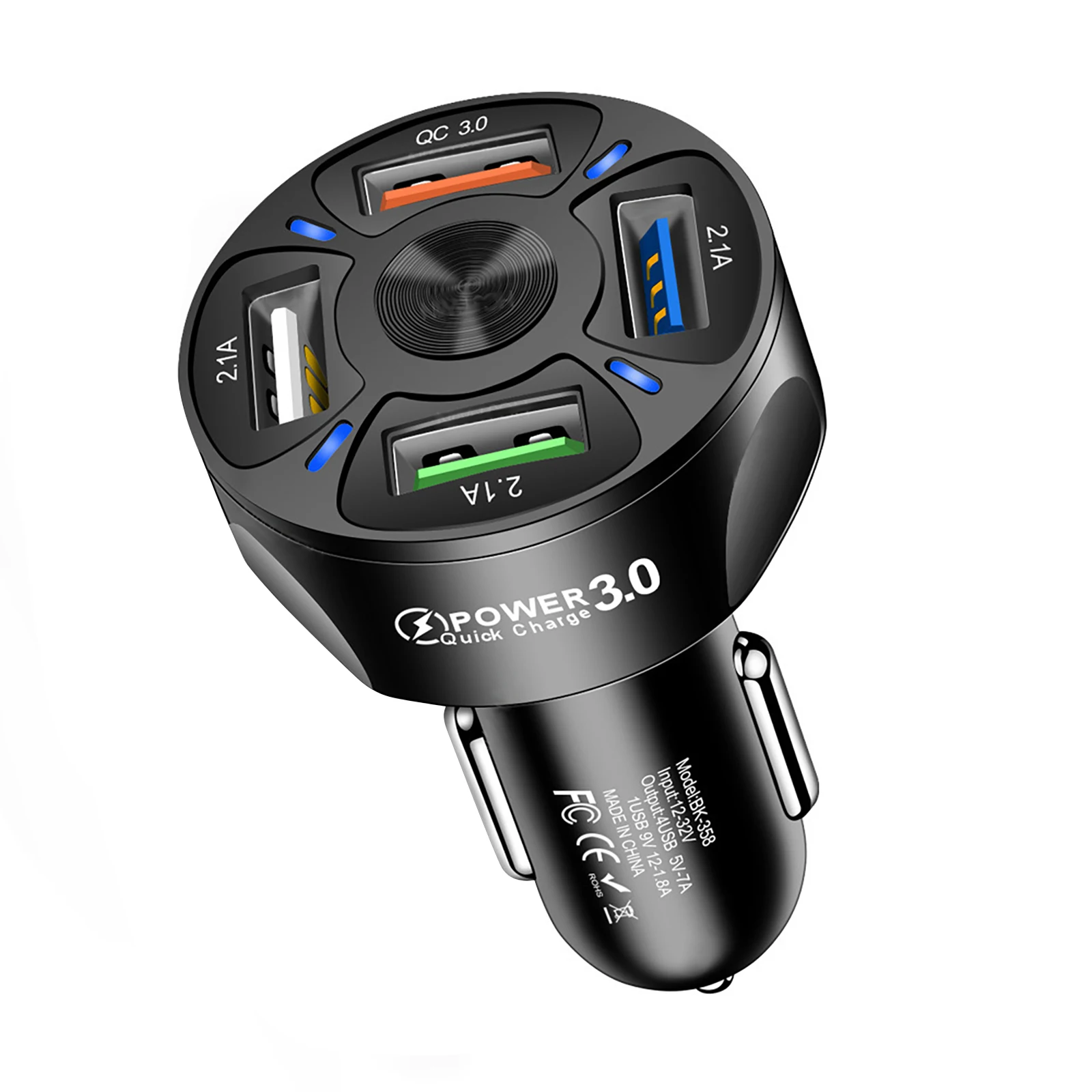 2 шт. 5V 2.1A + QC3.0 зарядных порта USB для автомобиля Зарядное устройство быстрой 12V-32V 4