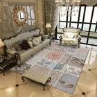 Ковер в стиле ретро для гостиной, белого и синего цветов, нескользящий ковер в марокканском стиле для детской спальни и кухни, богемный Декор