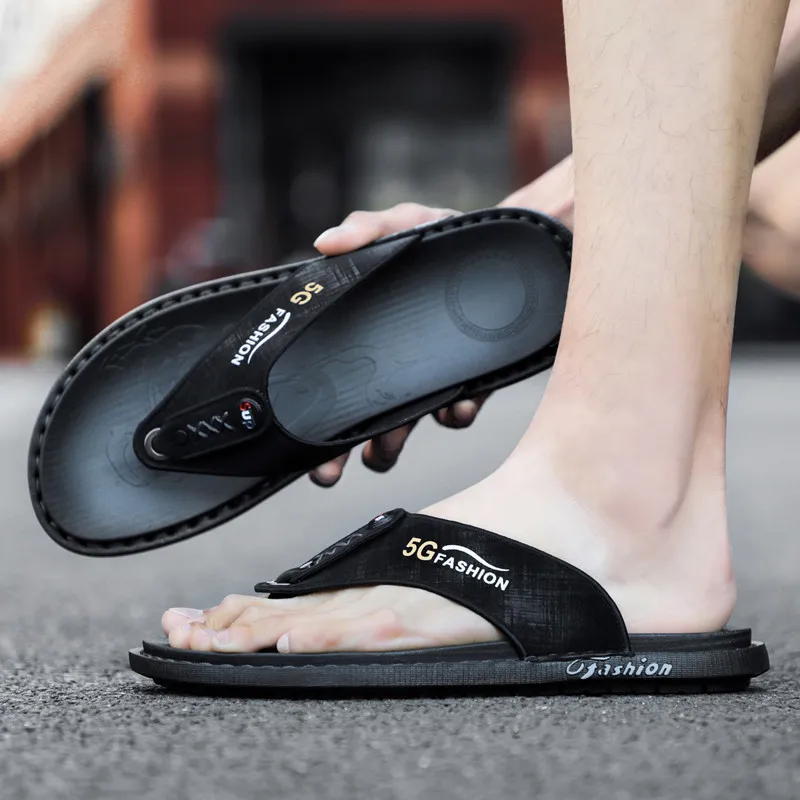 

Breathable Slippers Flip Flops Non-slip New 2021 Designer Brand Fashion Outdoor High Quality Hollow Out Men's Summer Shoes