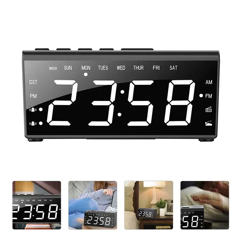 

Цифровой будильник со светодиодный ным дисплеем, Многофункциональный Будильник с AM/FM-радио