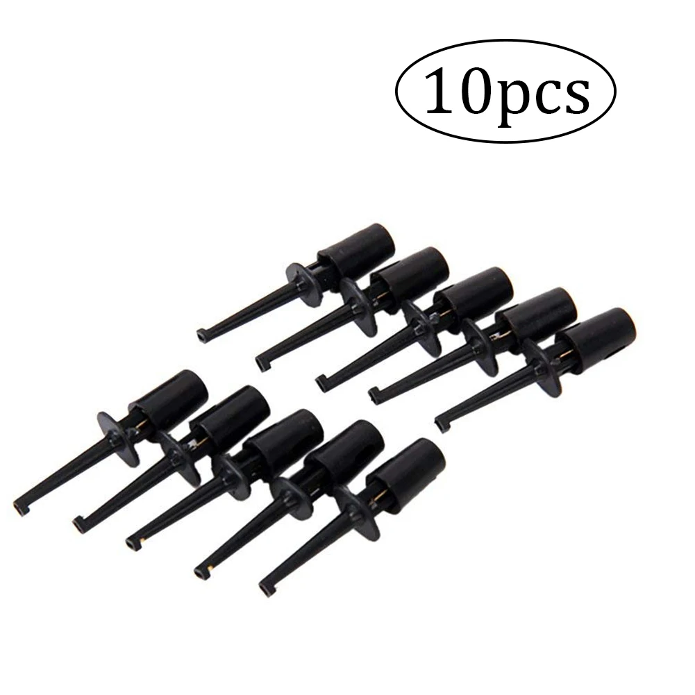 

New 10PCS Mini SMD IC Single Test Hook Clip Grabbers Test Probe Cable for Multimeter Wire Lead Black Single Hook Test Clip