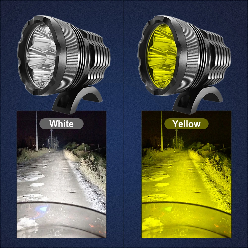 Универсальные светодиодные фары для мотоцикла Противотуманные белый желтый