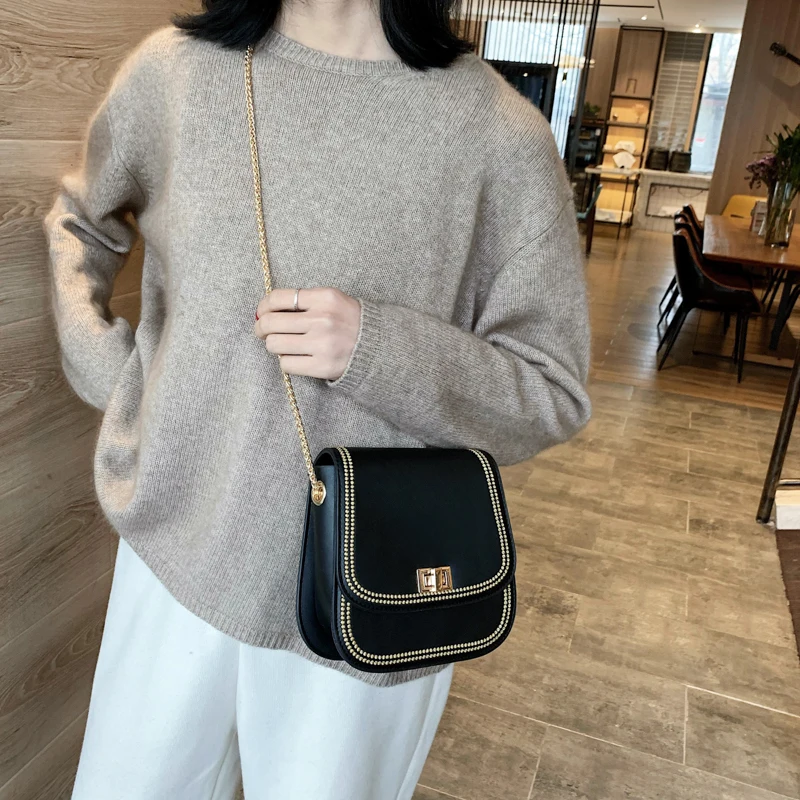 Женская модная сумка с вышивкой на цепочке мини седельная OL через плечо для офиса