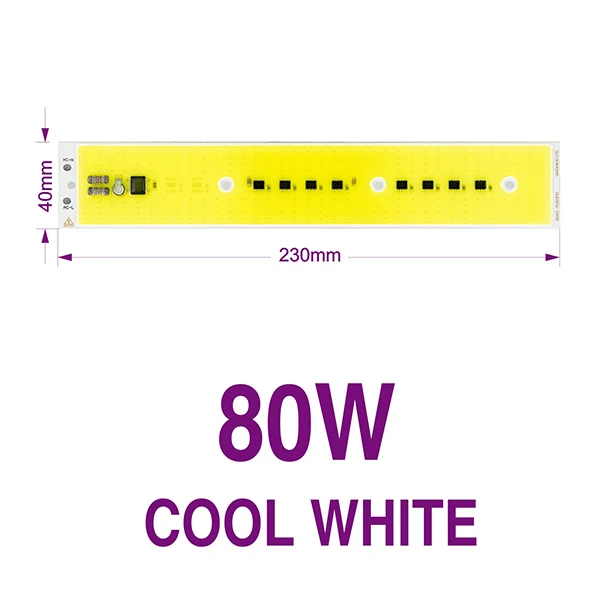 Cold White 80W Светодиодный COB чип полный спектр холодный теплый белый светодиодный COB бисер 30 Вт 50 Вт 80 Вт AC220V Smart IC Fitolamp для DIY наружного прожектора роста - Испускаемый цвет: Cold White 80W