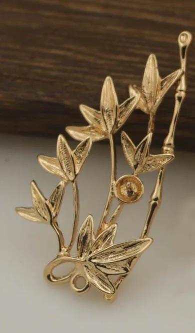 Gold color 20 шт бамбуковые листья дерево подвески в виде ветки кулон с половинными отверстиями булавки бусины шапки качество латунь металл бижутерия своими руками аксессуары - Цвет: Gold color
