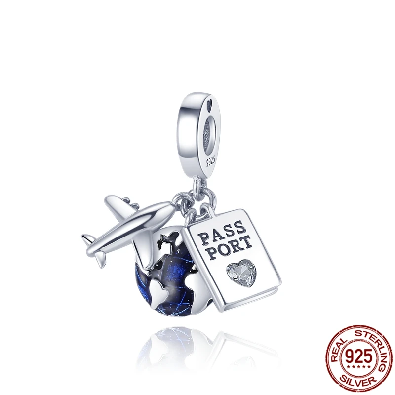 

HOT SALE 100% 925 Sterling Silver Aircraft Earth Shine Dangle Charm Beads Fit Original Pandora Bracelet Pendant Necklace Jewelry