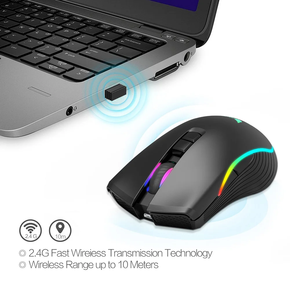 

Wireless Gaming Mouse Optical Computer Mice T26 2.4GHz USB Type C Rechargeable Household Computer Accessories