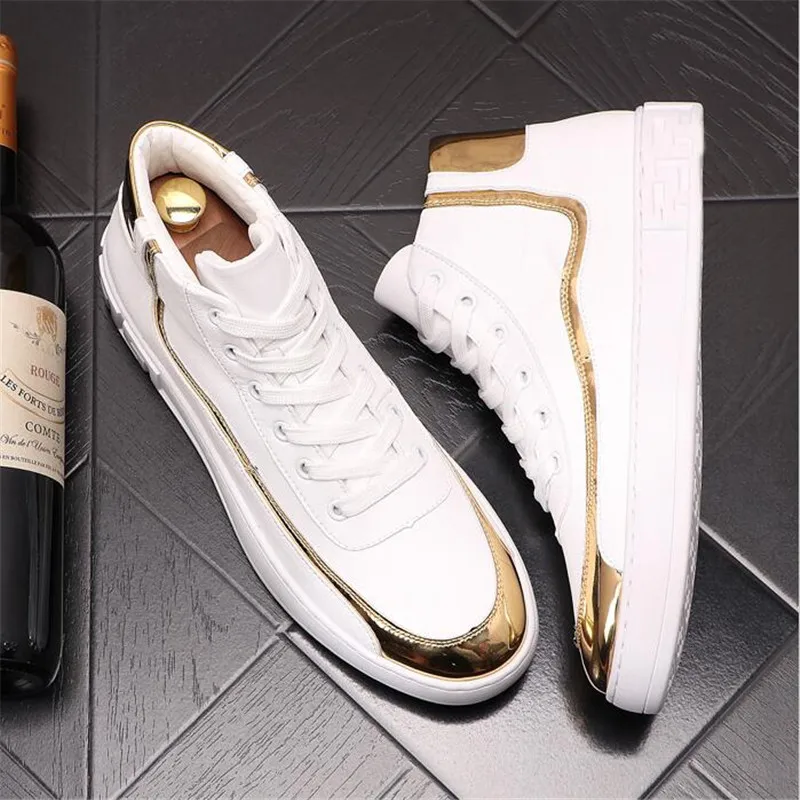 

Кроссовки мужские кожаные в европейском стиле, дизайнерские высокие кеды, повседневная обувь для скейтборда, белые