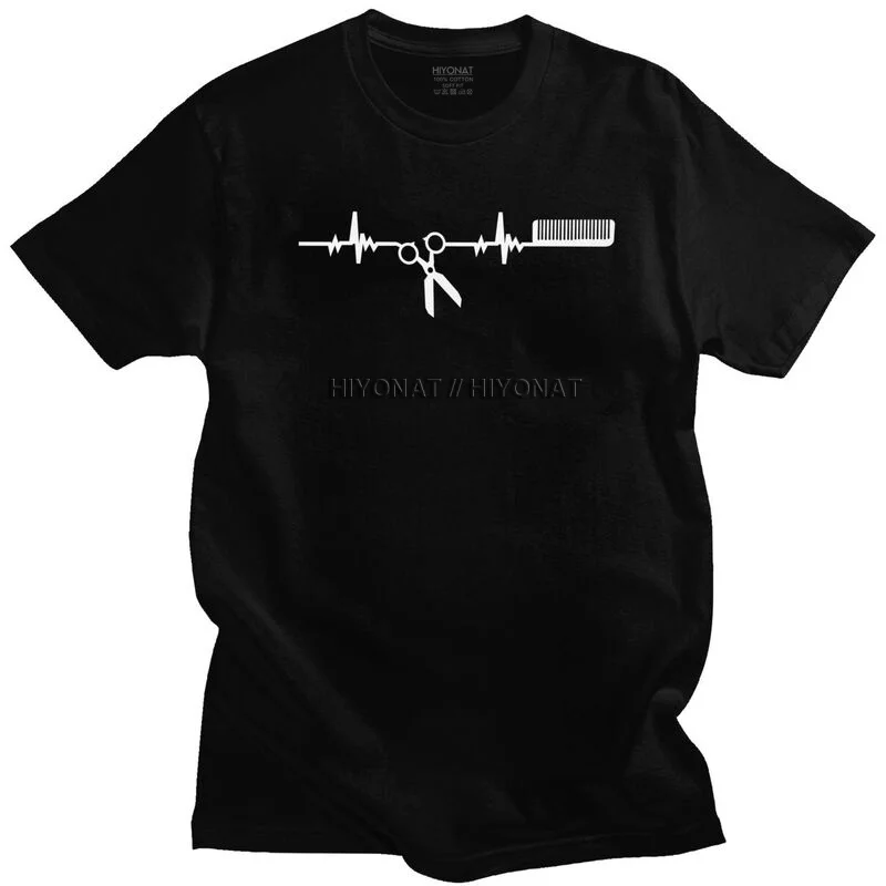 

Hairdressing Hearbeat Barber Tshirt Men Short Sleeves Casual T Shirt Urban Hairdresser T-shirts Fitted 100% Cotton Tees Gift