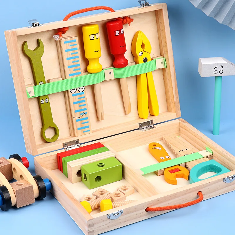 

Children's Nuts DIY Wooden Repair Kit Tool Multifunctional Toy Portable Repair Tool Box Cartoon Boy Educational Toy Kid Gift