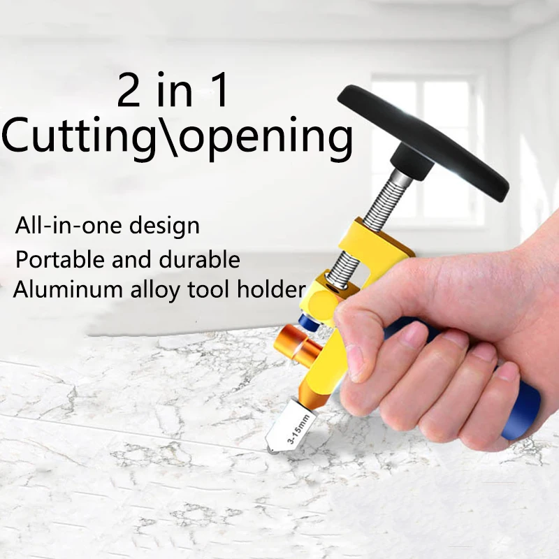 

2 in 1 Manual Glass Cutter With Diamond Roller High-strength Ceramic Cutting Machine Tile Opener Set Portable Mirror Cutter Tool