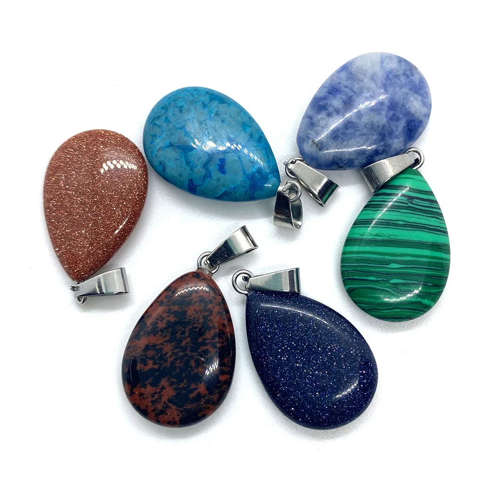 

Natural Stone Pendant 3 Pcs Exquisite Flat Drop-shaped Pendant Used To Make Women's Jewelry Necklaces and Earrings Size 16x26 Mm