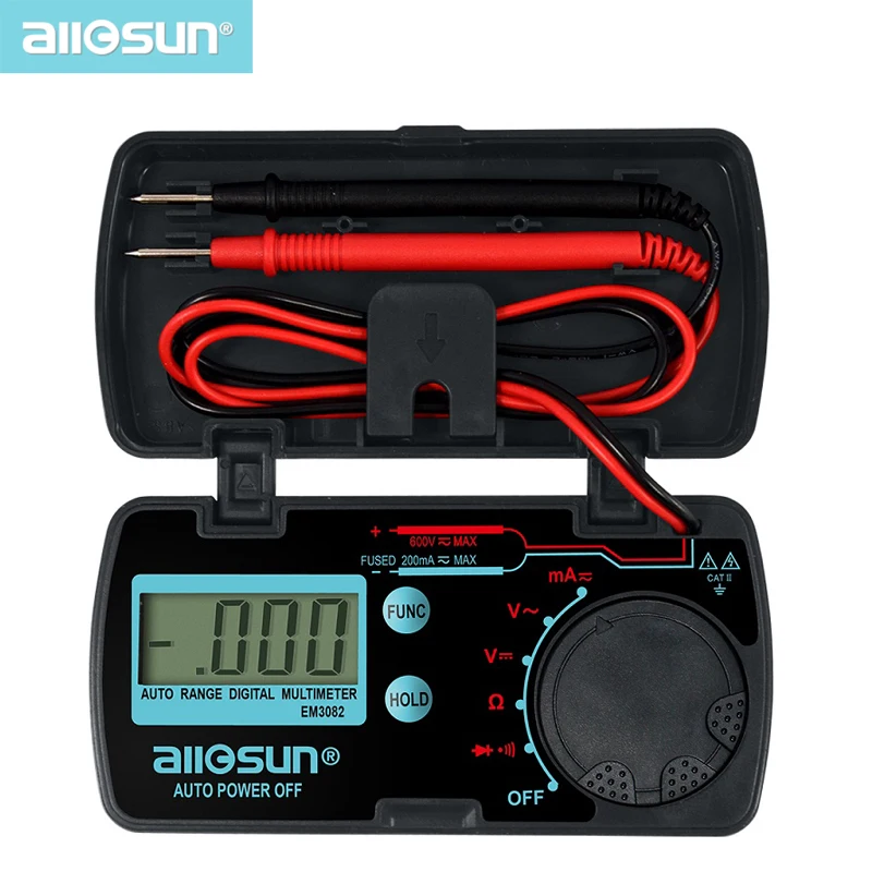 all-sun EM3082 Мини Авто Диапазон Цифровой мультиметр устройство переменного и постоянного тока для проведения испытаний Амперметр Вольтметр Ом портативный карманный измерительный прибор измеритель напряжения