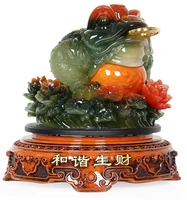 large size feng shui toad statue attract wealth dark green three legs frog figurines on chinese coins good luck charms lucky 15