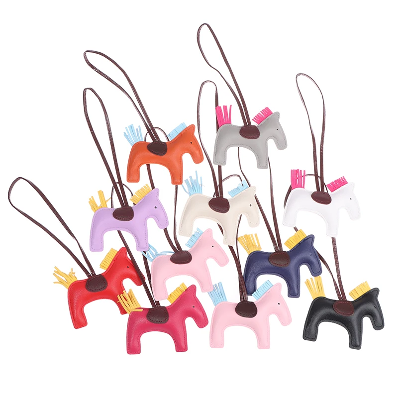 

Famous Luxury Handmade PU Leather Horse Keychain Animal Key Chain Women Bag Charm Pendant Accessories Fashion Jewelry