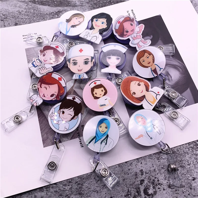 Card Holder Name Tag Lanyard Keychain Badge With Nurse Accessories Retractable | Канцтовары для офиса и дома