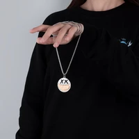 2021 trend new dark style skull smiley metal hip hop long chain cool simple necklace female mens jewelry gift