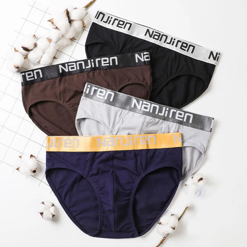 4Pcs/Men's underwear man briefs cotton antibacterial breathable Panties fashion camouflage printing Plus size L-4XL briefs Male