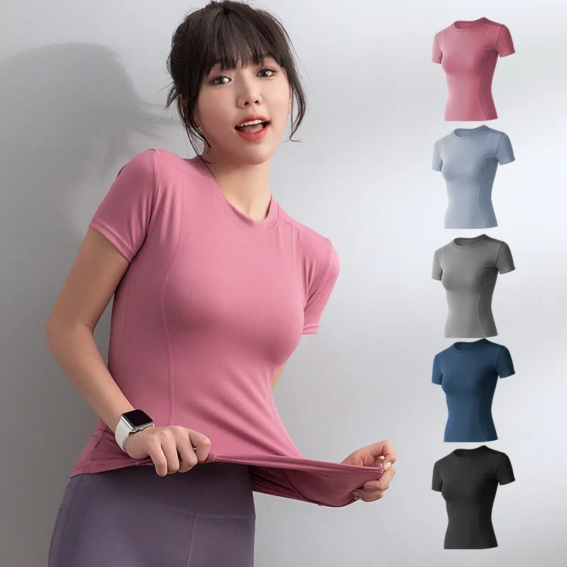 

Simpold Sport Women T-Shirts Short Sleeve Yoga Shirt Solid Workout Top Execllent Elasticity Femal Breathable Fitness Gym Clohte