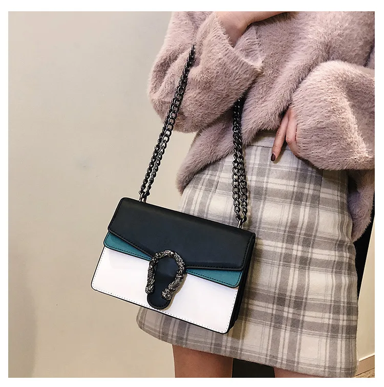 

Female Shoulder Bag Chains Messenger Bag Fashion Girls Casual Handbag Simple Leisure Personality Small Square Women Bag