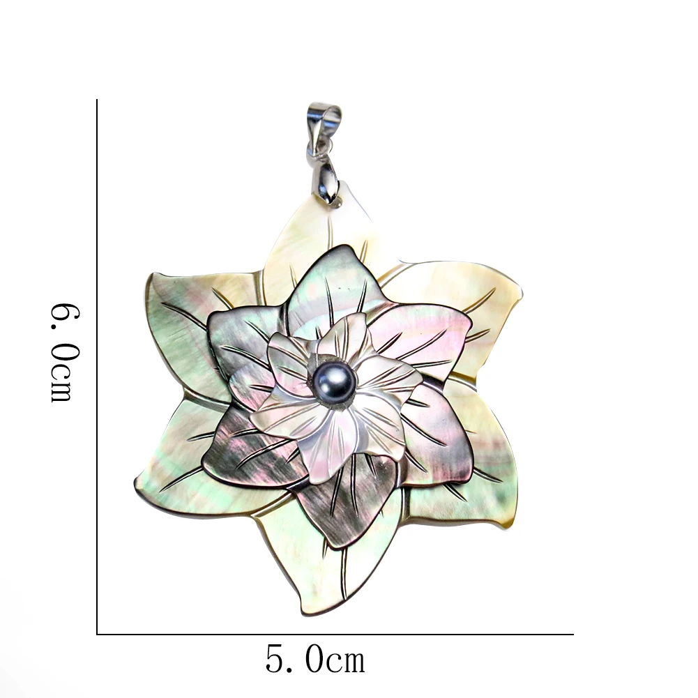 

3D Flower Shape Natural Shell Pendant Charm Fashion Carved Shell for Women DIY Earring Necklace Jewelry Making Accessories Gifts