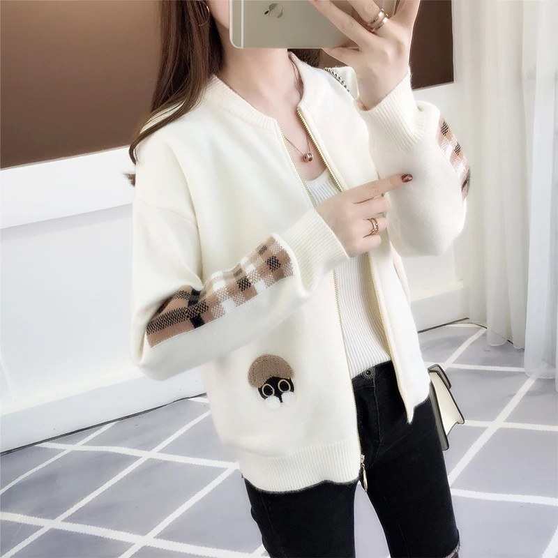2021 Spring Autumn Short Knit Cardigan Women's Sweater Jacket Korean Loose All-match Female Knitted Warm Sweaters Casual Tops |