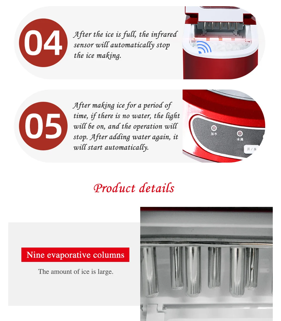 XEOLEO Mini Ice machine Electric Bullet cylindrical Ice Maker 12kg/24h Automatic Household Ice Making Machine For Milk Tea Shop