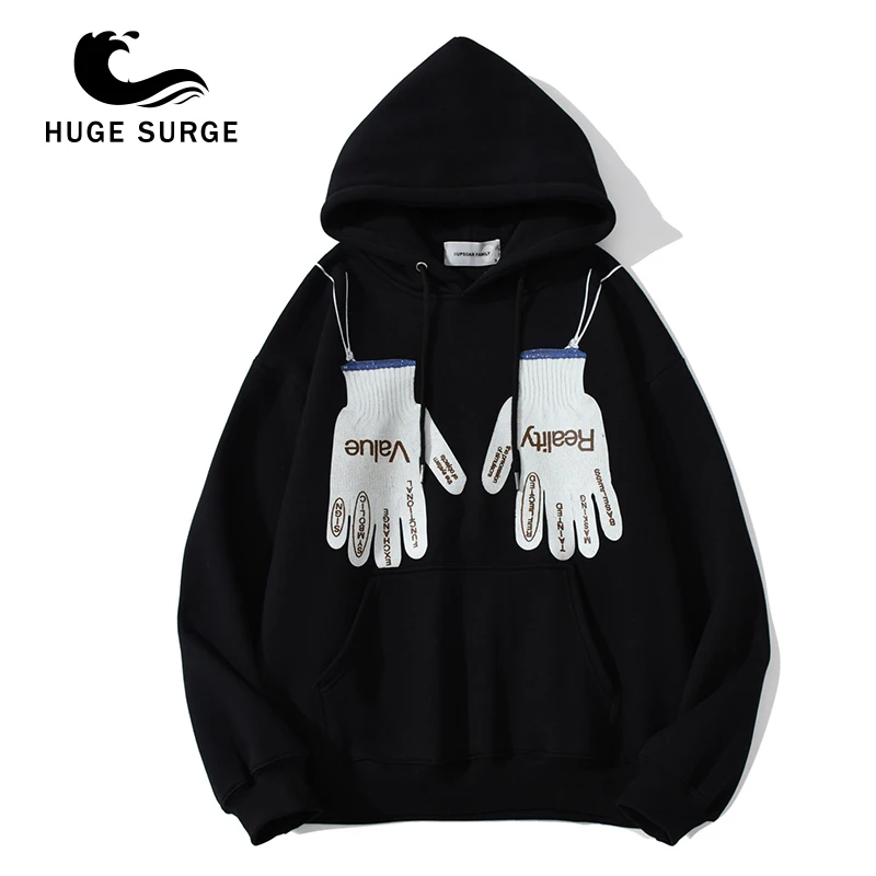 

HUGE SURGE New Style Popular Logo Pure Cotton Chinese Print Loose Hooded Top Lovers Pullover Hoodie Sweatshirt