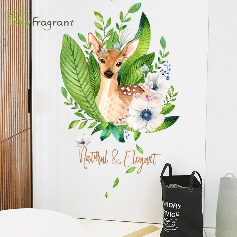 

Nordic ins wall sticker elegant deer bedroom warm bedside stickers sofa background wall decor home self-adhesive room decoration