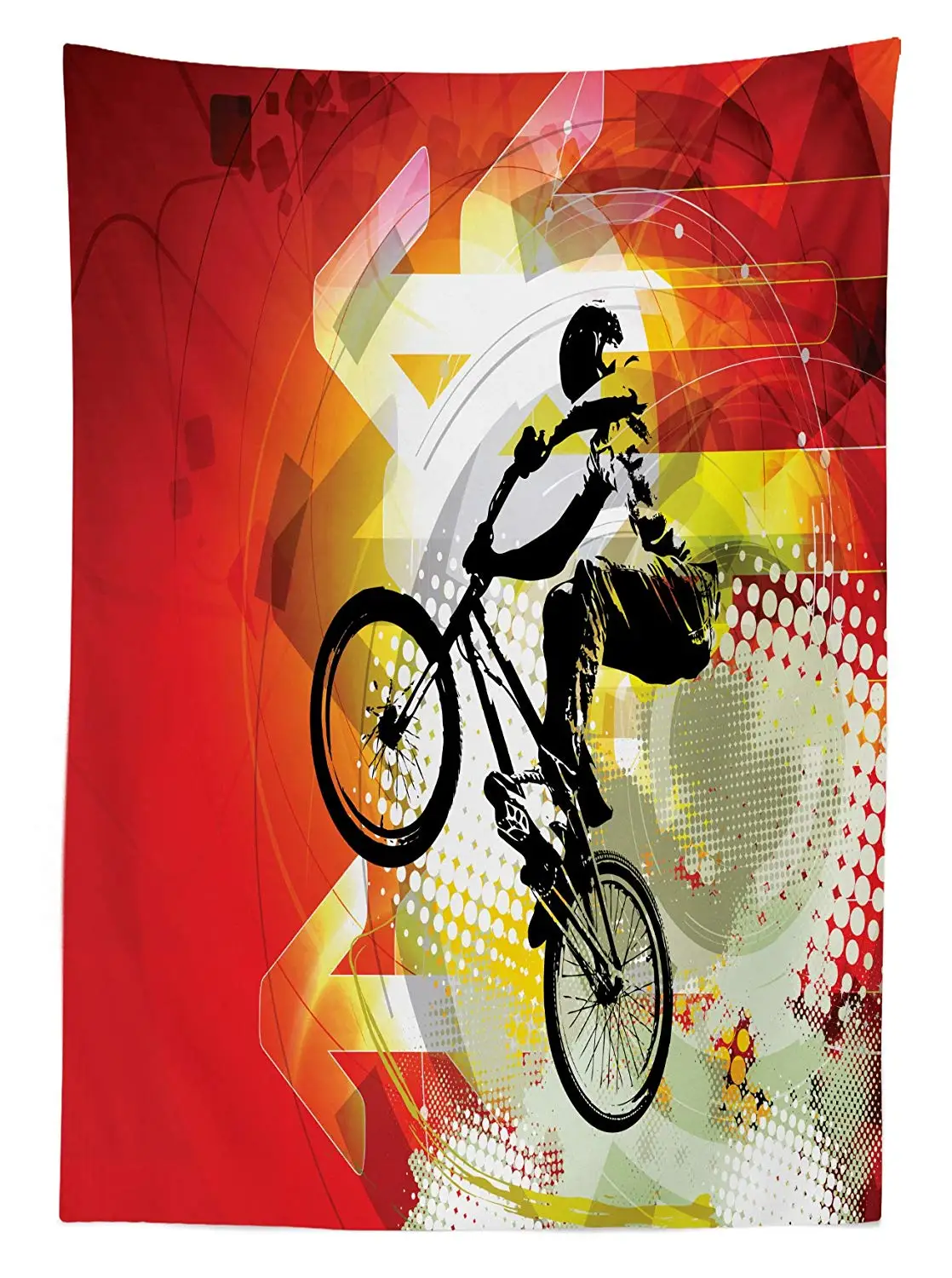 Грязный велосипед уличная скатерть BMX всадник силуэт на красочном полутонном